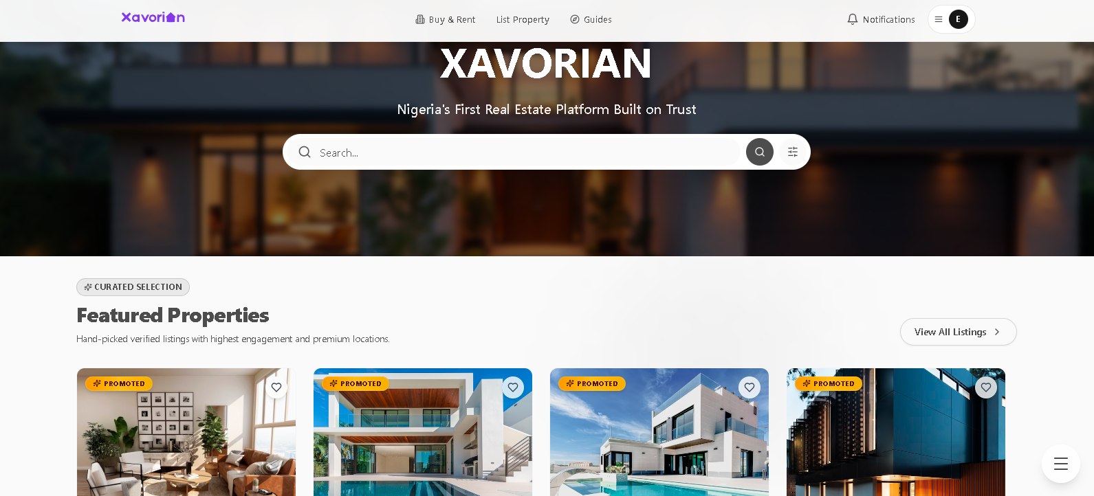 The Xavorian app — search trusted homes and browse verified featured properties